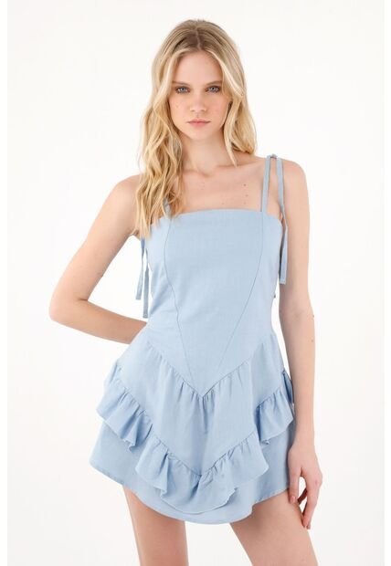 Tennis Vestido Corto Tipo Corsé Azul Para Mujer
