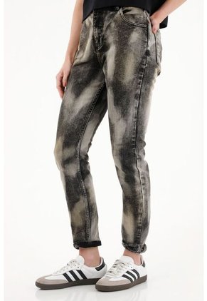 Tennis Jean Super Slim Tiro Medio Negro Para Mujer