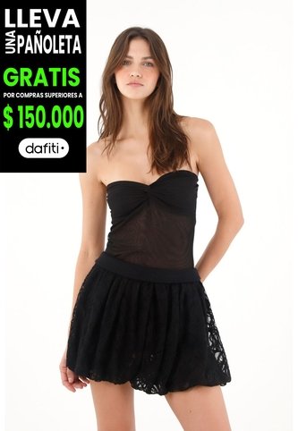 Tennis Falda Corta Abombachada Negra Para Mujer Tennis