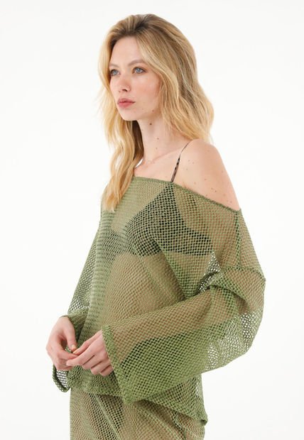Buzo Verde Con Diseño En Malla Para Mujer
