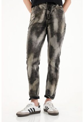 Tennis Jean Super Slim Tiro Medio Negro Para Mujer