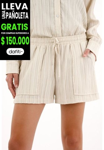 Tennis Short Con Pretina Elástica Y Textura Gris Para Mujer Tennis