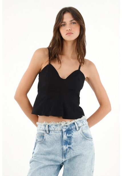 Tennis Camisa De Tiras Negra Para Mujer