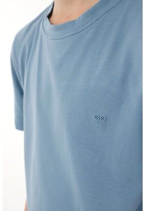 Camiseta Azul Con Estampado En Alta Densidad Para Niño