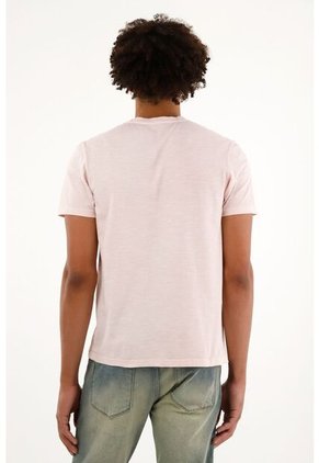 Camiseta Manga Corta Rosada Para Hombre