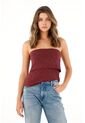 Camiseta Strapless Roja Con Escote Elástico Para Mujer de Tennis