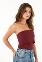 Camiseta Strapless Roja Con Escote Elástico Para Mujer de Tennis