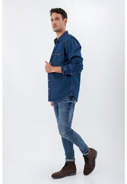 Camisa Azul Para Hombre