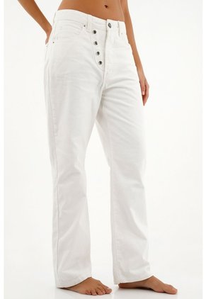 Jean Crudo Con Botones Para Mujer