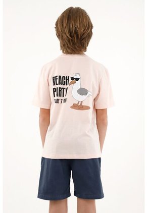 Camiseta Rosada Con Bordado Y Bolsillo Para Niño