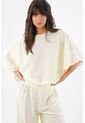 Tennis Camisa Para Mujer En Viscosa Amarillo Vainilla Fit Relajado Con Mangas Tipo Capa de Tennis