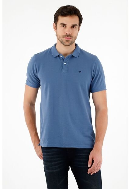 Polo Azul 100% Algodón Para Hombre