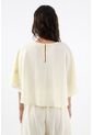 Tennis Camisa Para Mujer En Viscosa Amarillo Vainilla Fit Relajado Con Mangas Tipo Capa de Tennis