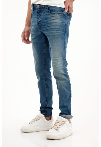 Tennis Jean Super Skinny Azul tiro Medio Con Bigotes 3D Para Hombre Tennis