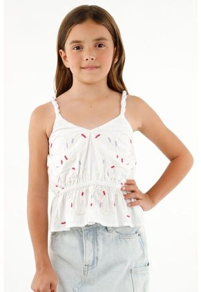 Camisa De Tiras Blanca Para Niña