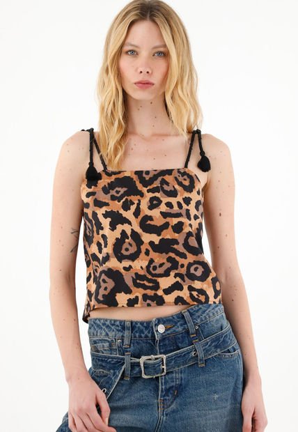 Camisa Crop En Animal Print Para Mujer