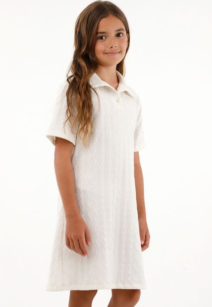 Vestido Corto Tipo Polo Crudo Para Niña
