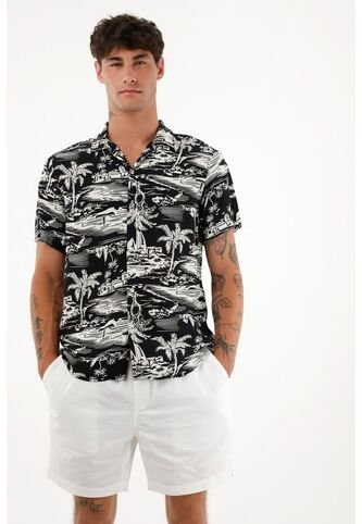 Tennis Camisa Tipo Bowling Estampada Para Hombre Tennis