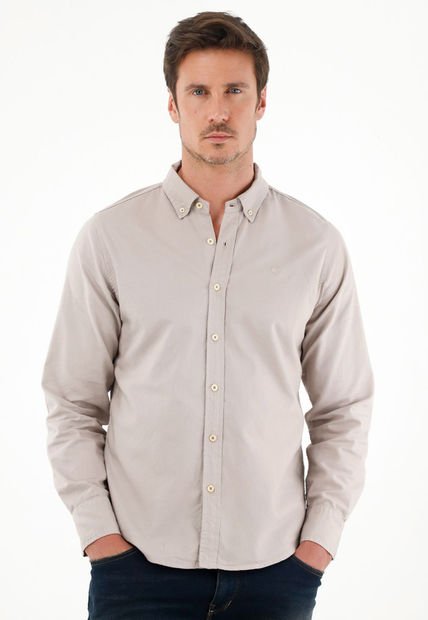 Camisa De Silueta Clásica Con Raqueta Bordada Gris Para Hombre