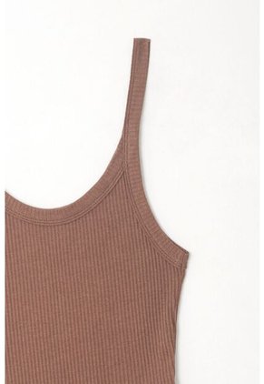 Tennis Camiseta De Tiras Ajustada Café Para Mujer