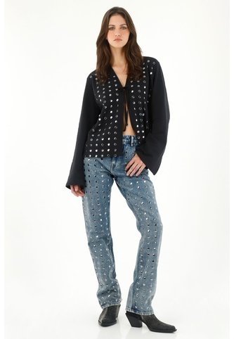Tennis Buzo Con Taches Decorativos Negro Para Mujer Tennis