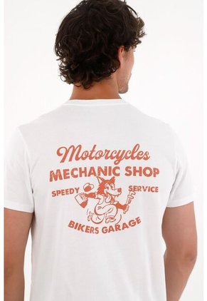 Tennis Camiseta Con Estampado En Espalda Blanca Para Hombre