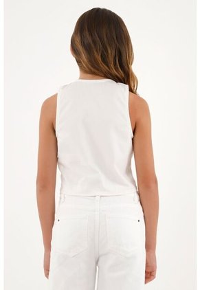 Chaleco Con Detalles Trenzados Crudo Para Niña