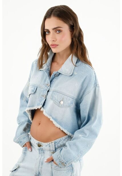 Tennis Chaqueta Crop Azul Para Mujer