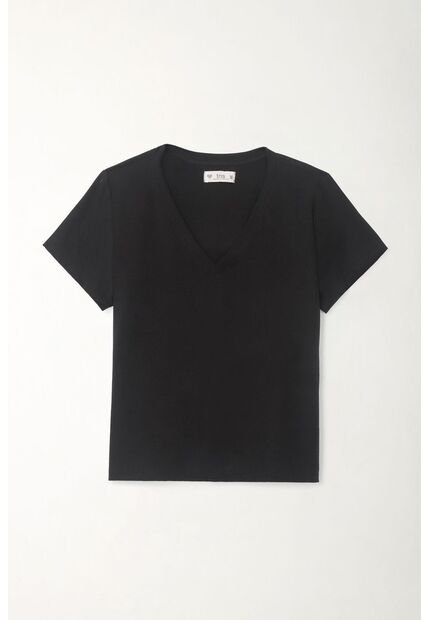 Tennis Camiseta Básica Cuello En V Negra Para Mujer