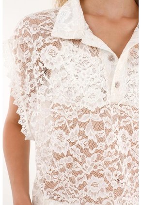 Tennis Camisa En Encaje De Silueta Amplia Para Mujer