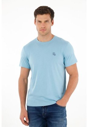 Tennis Camiseta Azul Básica Estampada Para Hombre