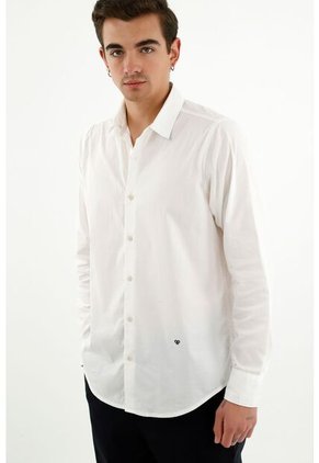 Camisa Manga Larga Blanca Para Hombre