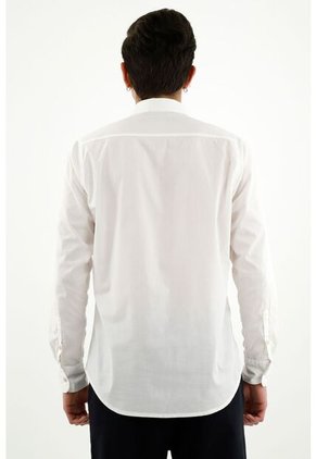 Camisa Manga Larga Blanca Para Hombre