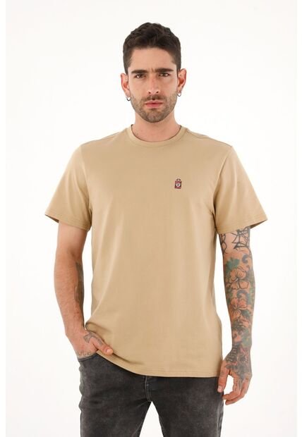 Camiseta Básica Con Estampado Café Para Hombre