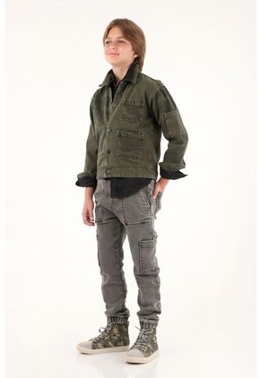 Chaqueta Verde Con Bolsillos Delanteros Para Niño