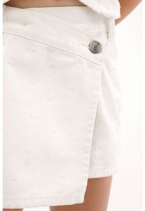 Falda Crudo Corta Con Perlas Decorativas Para Niña