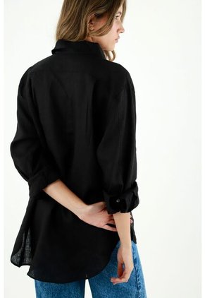 Camisa Negra Manga Larga Para Mujer