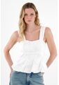 Tennis Camisa Crudo Con Bordado De Flores A Tono Para Mujer de Tennis
