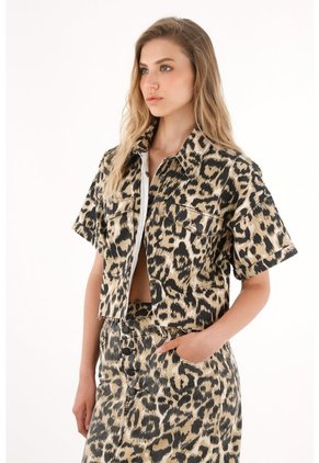 Tennis Camisa Crop Con Estampado De Animal Print Para Mujer