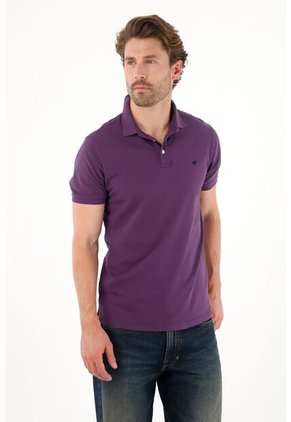 Tennis Polo En Tela Piqué Licra Morada Para Hombre