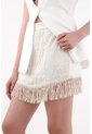 Tennis Falda Corta Con Fleco Y Bordados Crudo Para Mujer de Tennis