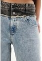 Tennis Jean Wide Leg De Tiro Alto Con Pretina En Contraste Para Mujer de Tennis