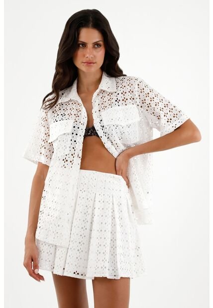 Tennis Camisa Blanca En Ojalillo Para Mujer