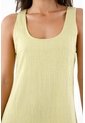 Tennis Vestido Largo Para Mujer En Poliéster Verde Lima Fit Relajado Con Textura Arrugada de Tennis