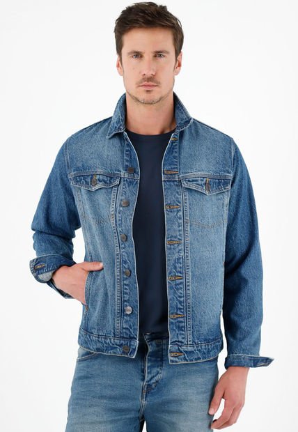 Chaqueta Azul En Denim Para Hombre