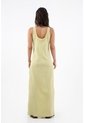 Tennis Vestido Largo Para Mujer En Poliéster Verde Lima Fit Relajado Con Textura Arrugada de Tennis