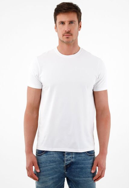 Camiseta Cuello Redondo Blanca Para Hombre