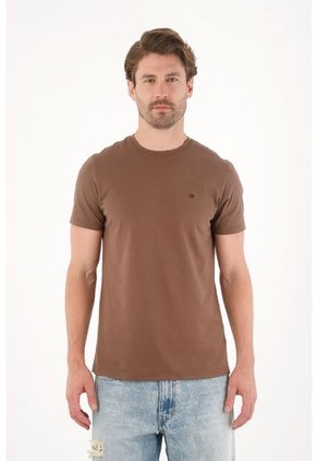 Tennis Camiseta Manga Corta Con Raqueta Bordada Café Para Hombre