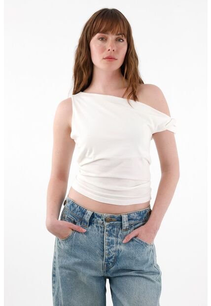 Tennis Camiseta Con Mangas Asimétricas Crudo Para Mujer