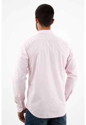 Camisa Con Diseño A Rayas Rosada Para Hombre